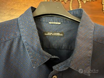 Camicia Alessandrini Blu Pois Bordeaux