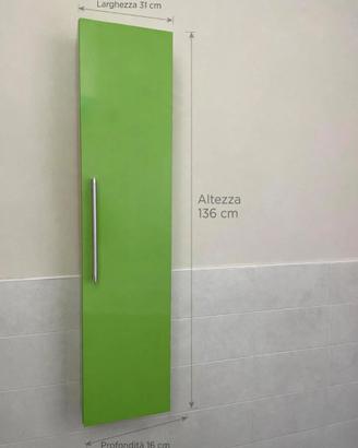 Colonna Bagno Pensile Verde 136x31x16 5 ripiani  s