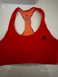 Top sportivo adidas climalite rosso/arancio tg M