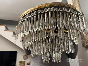 Lampadario vintage Sciolari in ottone e cristallo