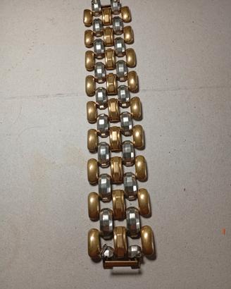 A) bracciale a fascia vintage bicolore