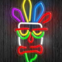 Maschera Tiki Neon LED Crash Bandicoot nuova