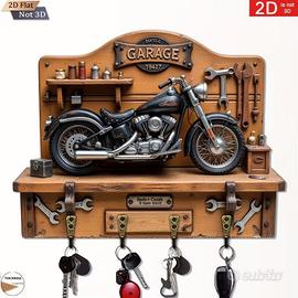 Chopper Moto Bike 3D Portachiavi Gancio In Metallo Nero