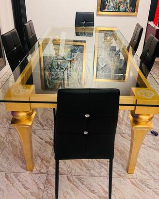 Tavolo foglia oro