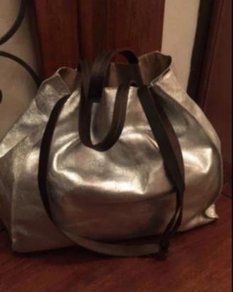 Borsa vera pelle 100% argento