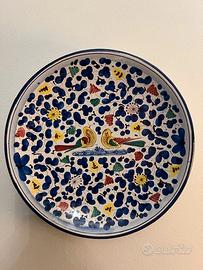 Piatto Deruta blu e giallo Originale Anni 50