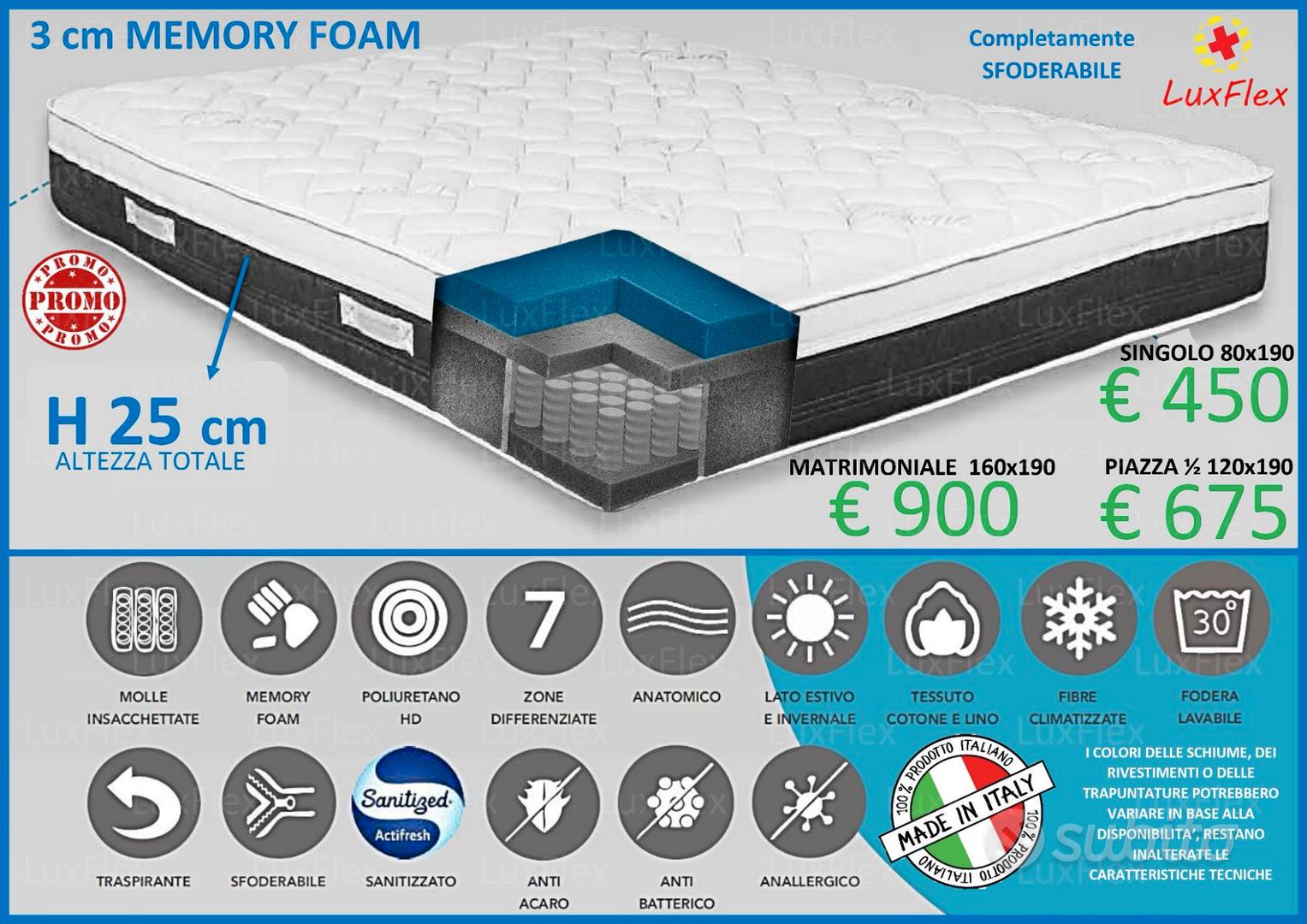 Materassi 800 molle indipendenti e memory Attivo EMINFLEX