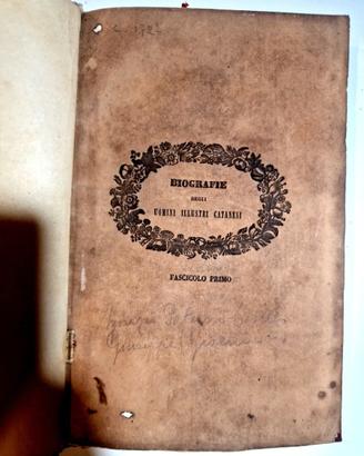 Libro antico 1842 Biografie Uomini Illustri Catane