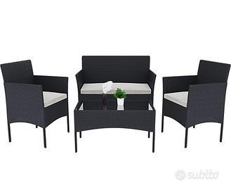 Set Di Mobili da Giardino in Rattan 4 Posti