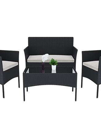 Set Di Mobili da Giardino in Rattan 4 Posti