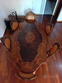 TAVOLO CLASSICO VINTAGE 1974 CON 6 SEDIE 