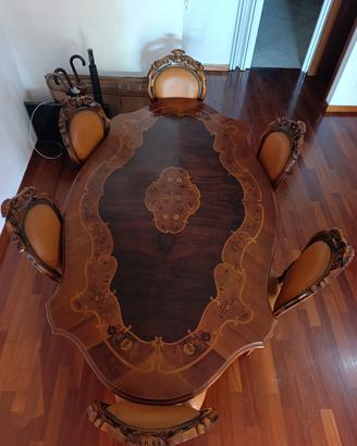 TAVOLO CLASSICO VINTAGE 1974 CON 6 SEDIE 