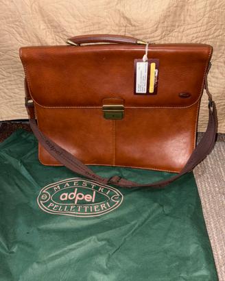 ADPEL cartella da ufficio in vera pelle marrone