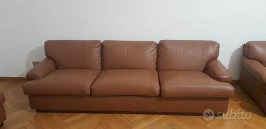 Divano e poltrone Frau anni 70 in pelle marrone