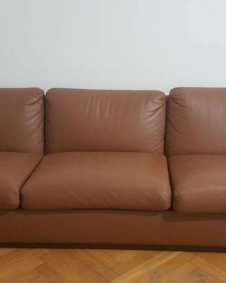 Divano e poltrone Frau anni 70 in pelle marrone