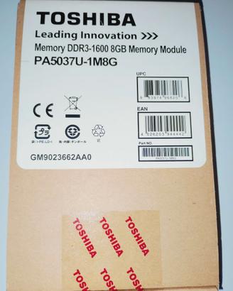 MEMORIA RAM - TOSHIBA  DDR3-1600 8G
