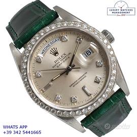 ROLEX  Day-Date 18346 President silver diamonds