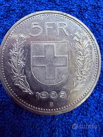 Moneta da 5 Franchi Svizzeri del 1968