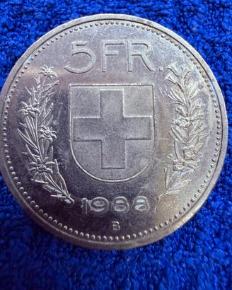 Moneta da 5 Franchi Svizzeri del 1968
