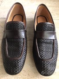 Mocassino Lidfort cuoio intrecciato testa di moro