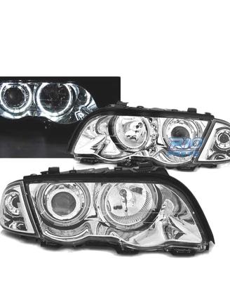 FARI BMW E46 98-01 CON OCCHI ANGELICI LED CROMATI