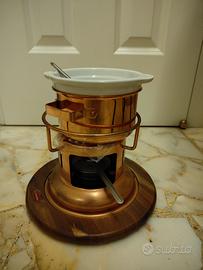 Cioccolatiera in rame Alexander con base in legno 