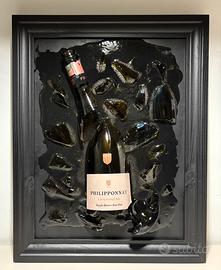 Opera d'Arte Bottiglia Champagne Rotta Quadro