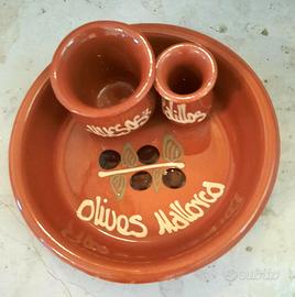 Contenitore per olive in terracotta smaltata