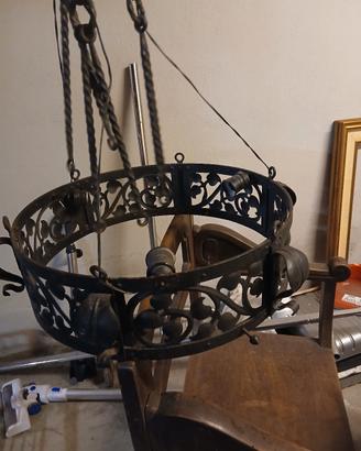 lampadario ferro battuto