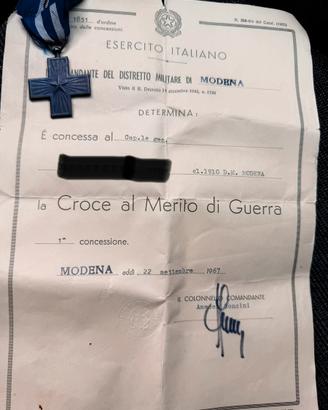 Croce al merito di guerra più attestato