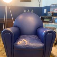 Poltrona in pelle blu stile Frau Vanity