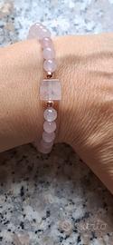 Bracciale elastico in quarzo rosa 