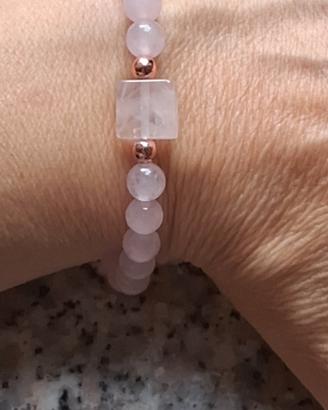 Bracciale elastico in quarzo rosa 