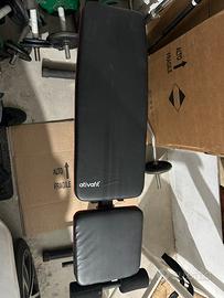 Panca pieghevole , bilanciere e 50kg dischi