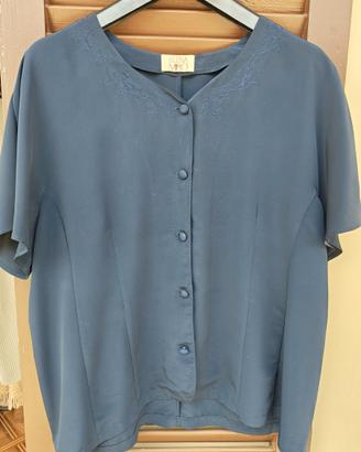 Blusa blu Elena Mirò con ricamo