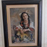 Michele Loberto - Ritratto di giovane donna  Olio