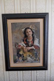 Michele Loberto - Ritratto di giovane donna  Olio