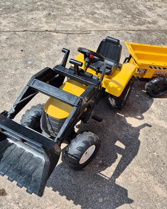 trattore Falk a pedali con benna e rimorchio dumpe