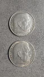 2 reichsmarks 1937-1938-1939 argento da collezione