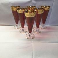 Murano  n. 6 calici vetro/cristallo e oro