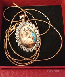 Maxi collana Sacra cm75 Argento Placcato Oro 18k 