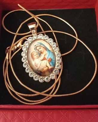 Maxi collana Sacra cm75 Argento Placcato Oro 18k 