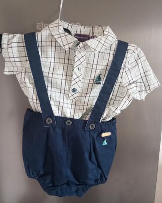 Coordinato camicia+pantaloncino con bretelle NUOVO