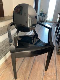 Set di sei sedie Kartell Louis Ghost nere