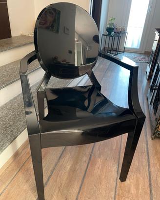 Set di sei sedie Kartell Louis Ghost nere