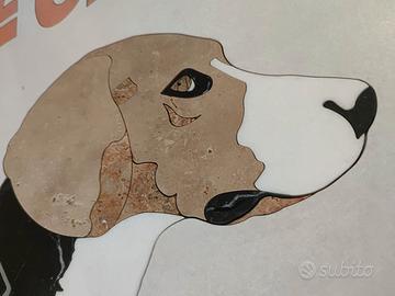 Quadro in granito mosaico raffigurante un beagle 