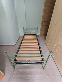 Letto singolo in ferro battuto + rete a doghe (anc