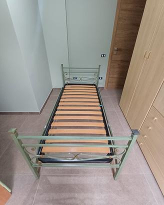 Letto singolo in ferro battuto + rete a doghe (anc