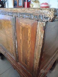 Cassapanca in abete e noce