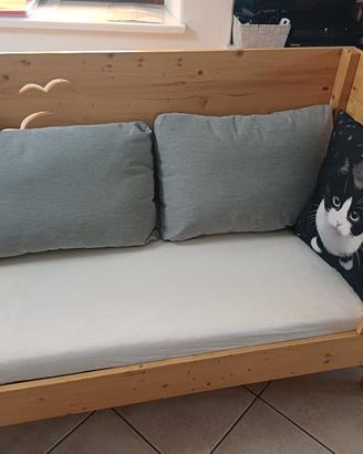 lettino divanetto artigianale in legno 128x66cm